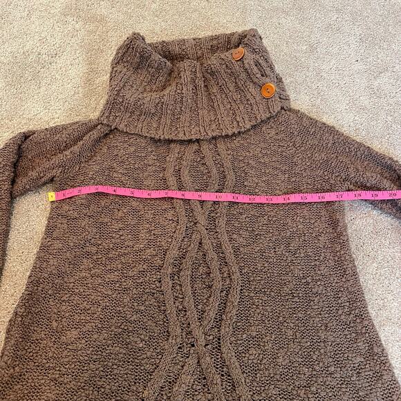 Moth Women's Loose Knit Chunky Turtleneck Sweater Taupe Brown Size XS - Picture 8 of 8